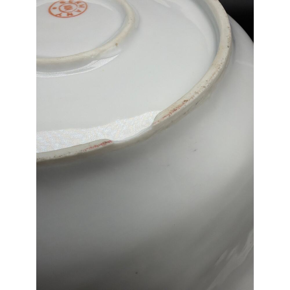 Antique Germany 101 Porcelain Serving Bowl 11” Roses Pink Gold Art Nouveau - Picture 13 of 14